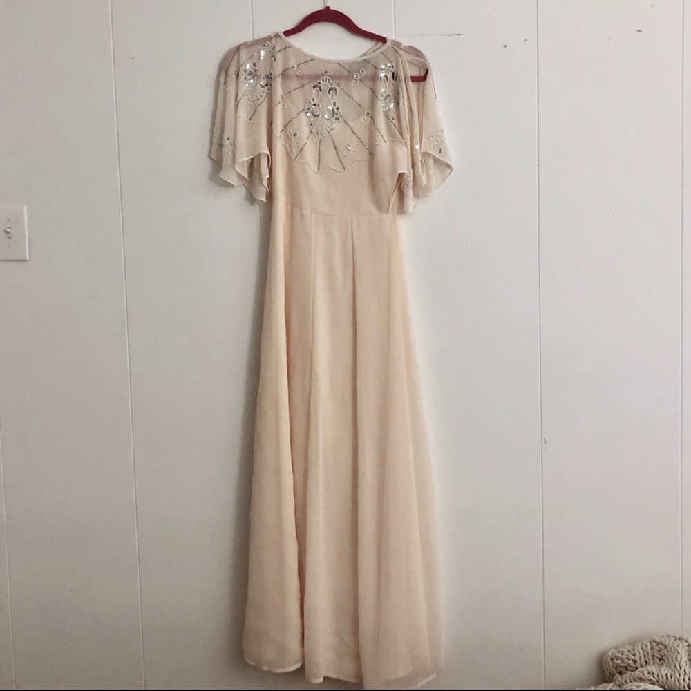 Peach Maxi embellished dress